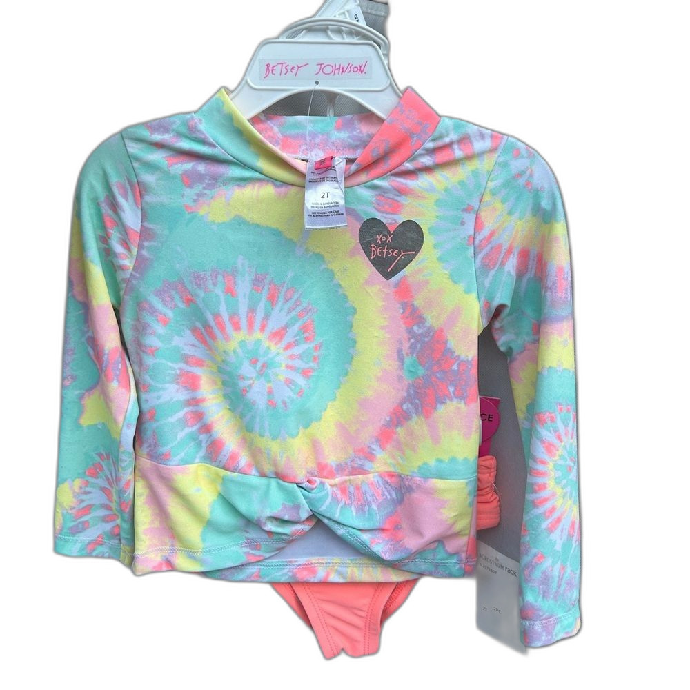 Betsy Johnson Tie Dye Girls 2 Piece Swimsuit Toddler Size 2T Swim Vacation Kids